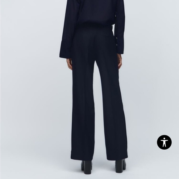 NWT Navy Zara Buttoned Straight Leg Pants, S - Picture 3 of 12